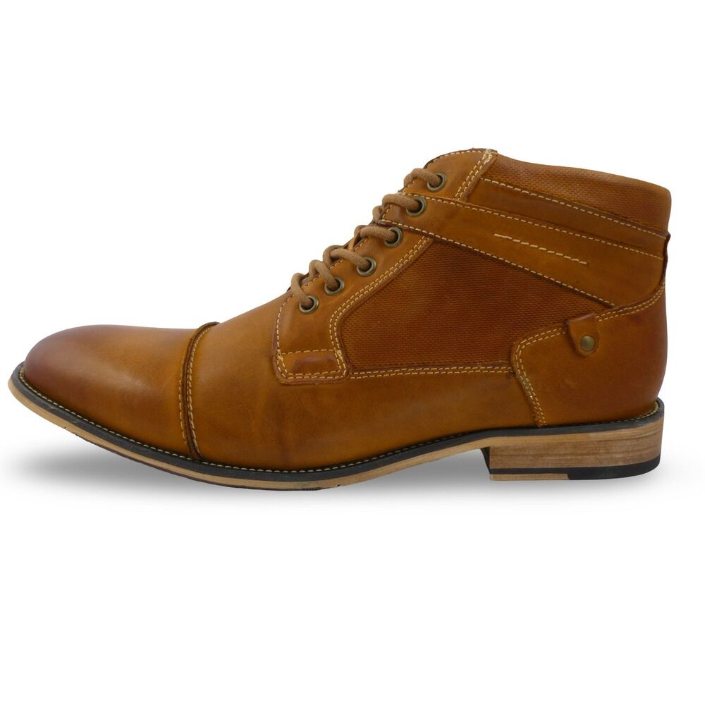 Steve Madden Men's 11.5 Dark Tan Rich Leather Jotter Cap Toe Ankle Boot JOTT01M1